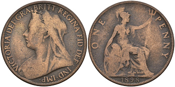 Великобритания 1 пенни 1898 Виктория (1837-1901) KM 790 бронза 4144-724
