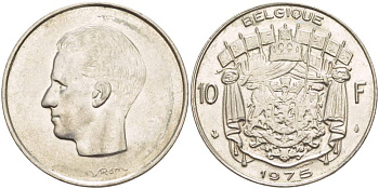 Бельгия 10 франков 1975 Belgique, Бодуэн I (1951-1993) KM 155.1 никель 4545-136