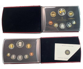 Канада годовой набор из 8 монет (1, 5, 10, 25 и 50 центов; 1 и 2 доллара) 2005 40 лет флагу Канады, в оригинальной упаковке, с сертификатом KM 490, 491a, 492a, 493a, 494a, 495, 796 и 549a PROOF 8-2-02-08
