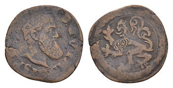 Испанские Нидерланды 2 мит (корте) 1555 монетное соотношение vdCh 2 20.13, HPM 1002, Gelder Hoc 198.4b медь 3711-811