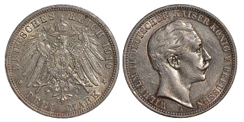 Пруссия 3 марки 1910 Вильгельм II (1888-1918) KM 527, J. 103 серебро    413-842