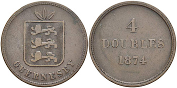Гернси 4 дабла (дубля) 1874 KM 5 бронза 4517-925