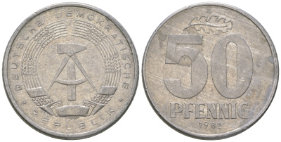 ГДР 50 пфеннигов 1982 А KM 12.2 алюминий 4635-834