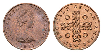 Остров Мэн 1 пенни 1971 KM 20 бронза UNC 4649-1048