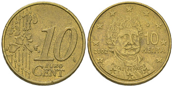 Греция 10 евроцентов 2002 F KM 184 нордик 4580-341