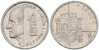 Испания 1 песета 1996 M, Хуан Карлос I (1975-2014) KM 832 алюминий 4602-1165