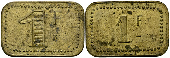 Франция 1 франк ND ресторанный жетон латунь 4166-152