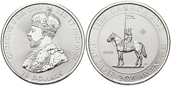 Канада 10 долларов 2020 100 лет Королевской конной полиции Канады KM 2994 серебро UNC 11-154-42