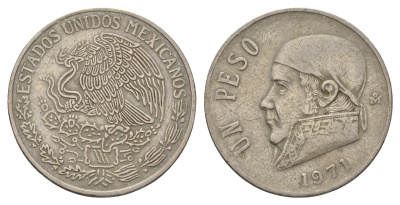 Мексика 1 песо 1971 Хосе Мария Морелос KM 460 медно-никель 4703-116