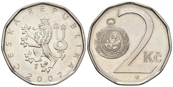 Чехия 2 кроны 2007 b’ KM 9 сталь плакированная никелем aUNC 4516-636