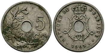 Бельгия 5 сантимов 1903 Belgique KM 46 медно-никель 4173-344