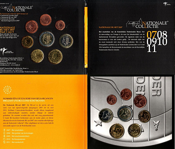 Нидерланды годовой евронабор из 8 монет (1, 2, 5, 10, 20 и 50 евроцентов; 1 и 2 евро) 2007 в оригинальном буклете KM MS86 (234, 235, 236, 268, 268, 270, 271 и 272) BU 8-2-05-58