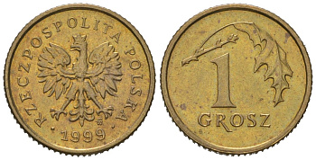 Польша 1 грош 1999 MW KM 276, Parchimowicz 701h латунь UNC 4567-438