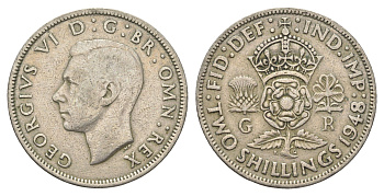 Великобритания 2 шиллинга (флорин) 1948 Георг VI (1936-1952) KM 865, Spink 4102 медно-никель 4663-246