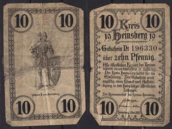Германия, Хайнсберг 10 пфеннигов 1919 Нотгельд Gra :H25.1a бумага 7556-42-3-2