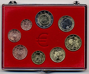 АВСТРИЯ ЕВРОНАБОР 2009 ВКЛЮЧАЕТ 2 ЕВРО 2009 10 ЛЕТ ЕВРО, планшет UNC 6-5-12