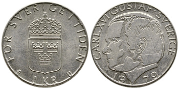 Швеция 1 крона 1979 Карл XVI Густав (1973- ) KM 852 медь плакированная медно-никелем 91-225