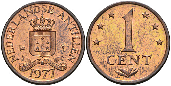 Нидерландские Антилы 1 цент 1977 Юлиана (1948-1980) KM 8 бронза 4169-266