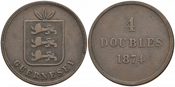 Гернси 4 дабла (дубля) 1874 KM 5 бронза 3853-1224