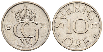 Швеция 10 эре 1980 Карл XVI Густав (1973- ) KM 850 медно-никель 4609-962