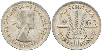 Австралия 3 пенса 1963 Елизавета II (1952-2022) KM 57 серебро 4623-138