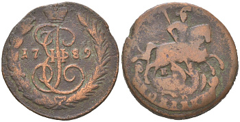 Россия 1 копейка 1789 ЕМ, Екатерина II (1762-1796) Биткин 700 медь 4175-634
