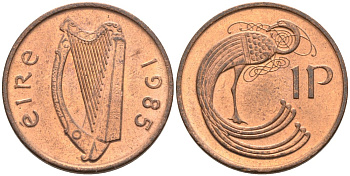 Ирландия 1 пенни 1985 птичка KM 20 бронза UNC 92-154