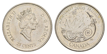 Канада 25 центов 2000 Миллениум - Достижения KM 381 сталь плакированная никелем aUNC 4631-651