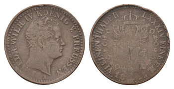 Пруссия 1/6 талера 1843 A, Фридрих Вильгельм IV (1840-1861) KM 436 серебро 41-924