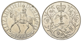 Великобритания 25 пенсов 1977 25 лет со дня коронации Елизаветы, Елизавета II (1952-2022) KM 894, Spink 4136 медно-никель aUNC 4386-423