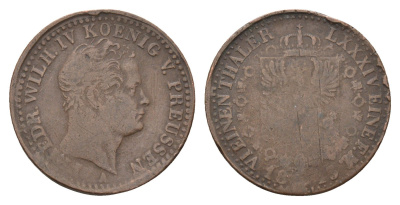 Пруссия 1/6 талера 1843 A, Фридрих Вильгельм IV (1840-1861) KM 436 серебро 41-924