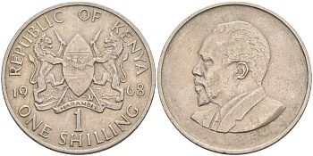 Кения 1 шиллинг 1968 Джомо Кениата KM 5 медно-никель 4126-935