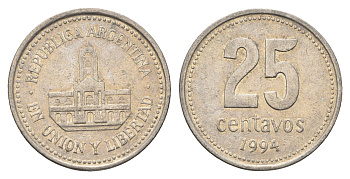Аргентина 25 сентаво 1994 ратуша Буэнос-Айреса KM 110a медно-никель 4663-612