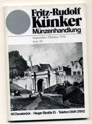 ФРИТЦ-РУДОЛЬФ КЮНКЕР КАТАЛОГ ФИКСИРОВАННЫХ ПРОДАЖ (LAGERKATALOG) 1976 СЕНТЯБРЬ-ОКТЯБРЬ, № 25 00-01-01-21