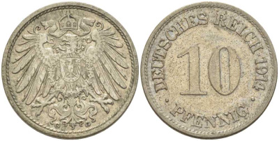 Германия 2 пфеннига 1912 A KM 16, J. 11, Weege 4 медь 212-252