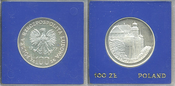 Польша 100 злотых 1977 MW, Вавельский замок в Кракове, в оригинальной пластиковой упаковке KM 91, Parchimowicz 279 серебро PROOF 5-3-1-17