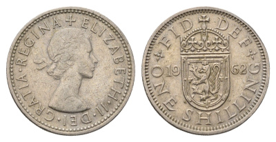 Великобритания 1 шиллинг 1962 Елизавета II (1952-2022), Шотландский герб KM 905, Spink 4148 медно-никель 4695-822