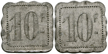 Франция 10 франков ресторанный жетон латунь 4175-941