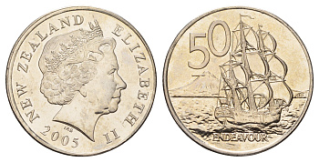 Новая Зеландия 50 центов 2005 KM 119 медно-никель UNC 4667-833