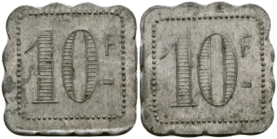 Франция 10 франков ресторанный жетон латунь 4175-941