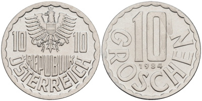 Австрия 10 грошей 1984 KM 2878 алюминий PROOF 192-369