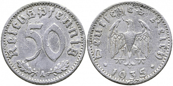 Германия 50 рейхспфеннигов 1935 A KM 87, J 368 алюминий 4525-1211