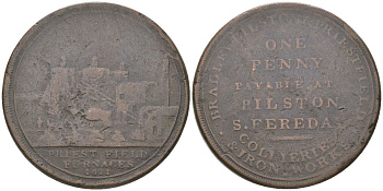 Великобритания, Билстон (Стаффордшир) 1 пенни 1811 рубчатый гурт медь 4403-742