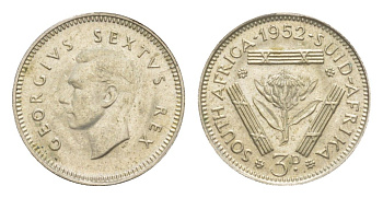 ЮАР 3 пенса 1952 KM 35.2 серебро 4636-324