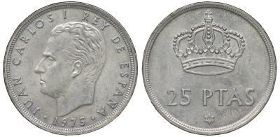 Испания 25 песет 1975 (79) Хуан Карлос I (1975-2014) KM 808 медно-никель 62-1131