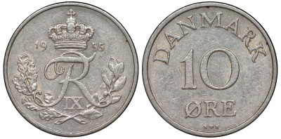 Дания 10 эре 1955 Фредерик IX (1947-1972) KM 841 медно-никель 4174-168