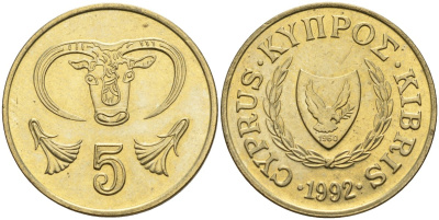 Кипр 5 центов 1992 KM 55.3 никель латунь 4141-1011