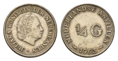 Нидерландские Антильские острова (Нидерландские Антилы) 1/4 гульдена 1963 Юлиана (1948-1980) KM 4 серебро 4669-1252