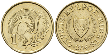 Кипр 1 цент 1996 KM 53.3 никель латунь 4174-1164