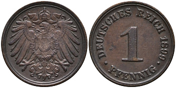 Германия 1 пфенниг 1899 D KM 10 медь 44-1235